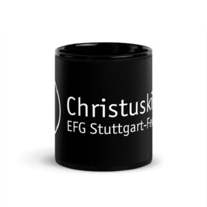 Weißes Logo - Schwarze glänzende Tasse – Bild 3