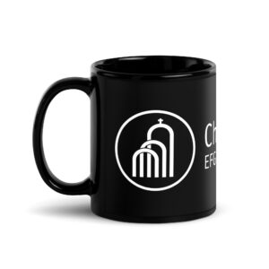 Weißes Logo - Schwarze glänzende Tasse – Bild 2