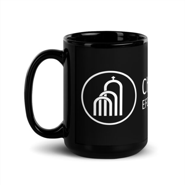 Weißes Logo - Schwarze glänzende Tasse